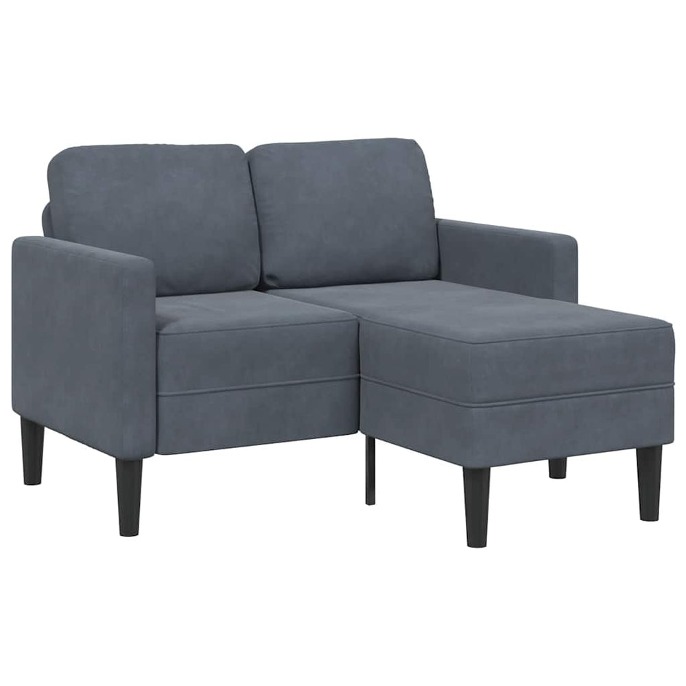 2-Sitzer Samt Sofa mit Chaiselongue Dunkelgrau