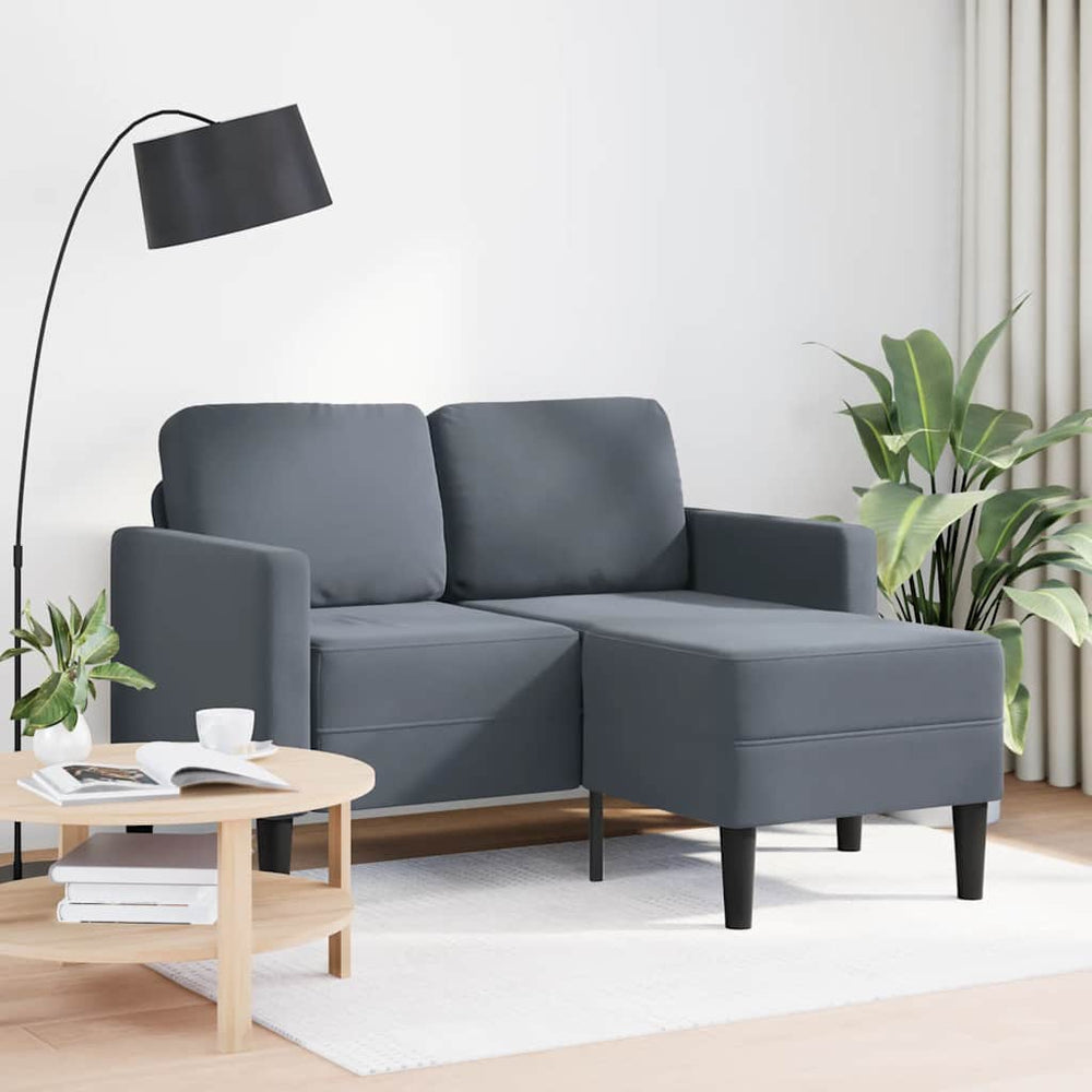2-Sitzer Samt Sofa mit Chaiselongue Dunkelgrau