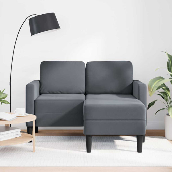 2-Sitzer Samt Sofa mit Chaiselongue Dunkelgrau