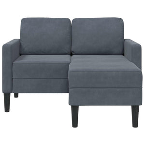 2-Sitzer Samt Sofa mit Chaiselongue Dunkelgrau