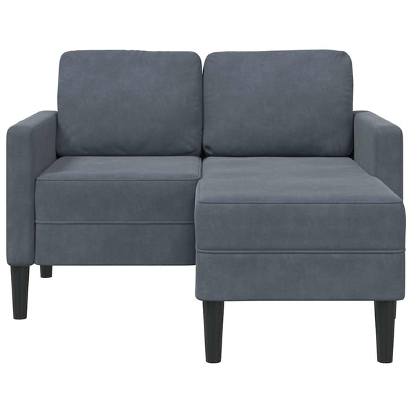 2-Sitzer Samt Sofa mit Chaiselongue Dunkelgrau
