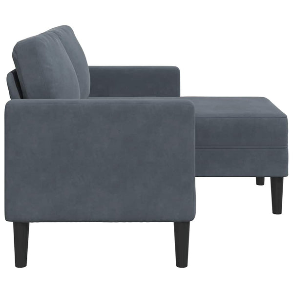 2-Sitzer Samt Sofa mit Chaiselongue Dunkelgrau