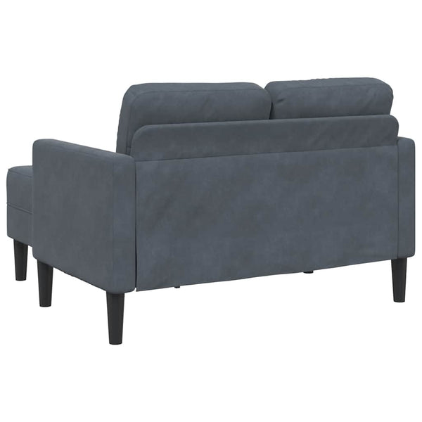 2-Sitzer Samt Sofa mit Chaiselongue Dunkelgrau