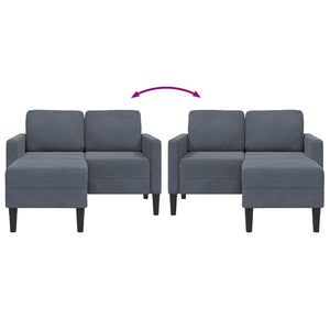 2-Sitzer Samt Sofa mit Chaiselongue Dunkelgrau