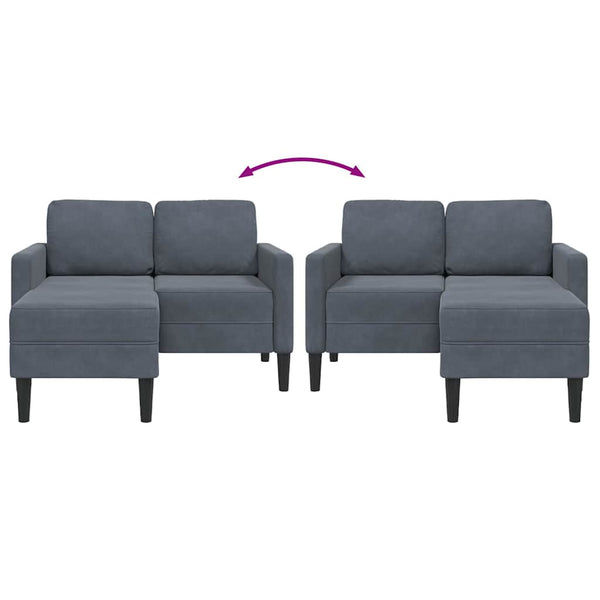 2-Sitzer Samt Sofa mit Chaiselongue Dunkelgrau