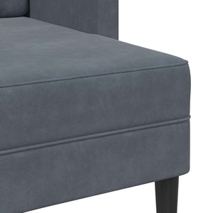 2-Sitzer Samt Sofa mit Chaiselongue Dunkelgrau