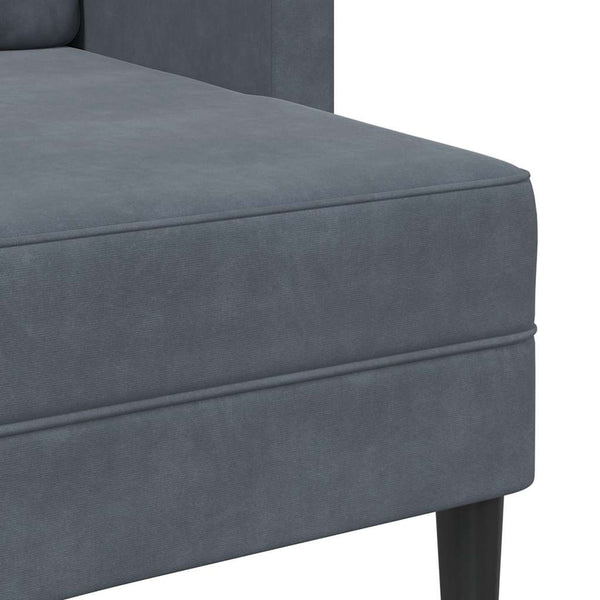 2-Sitzer Samt Sofa mit Chaiselongue Dunkelgrau