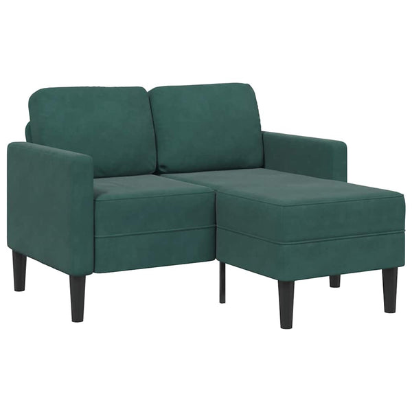Dunkelgrünes 2-Sitzer Samt Sofa mit Chaiselongue