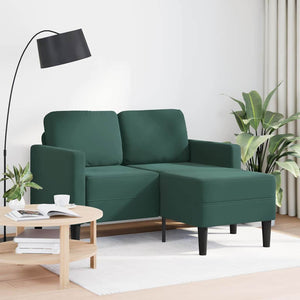Dunkelgrünes 2-Sitzer Samt Sofa mit Chaiselongue