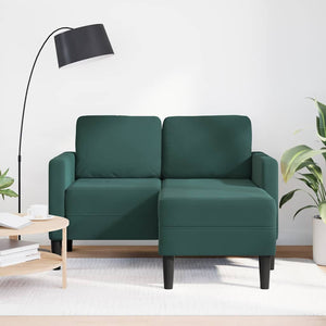 Dunkelgrünes 2-Sitzer Samt Sofa mit Chaiselongue