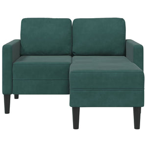 Dunkelgrünes 2-Sitzer Samt Sofa mit Chaiselongue