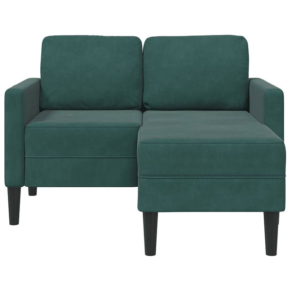 Dunkelgrünes 2-Sitzer Samt Sofa mit Chaiselongue