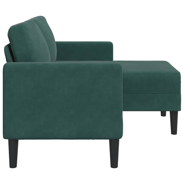 Dunkelgrünes 2-Sitzer Samt Sofa mit Chaiselongue
