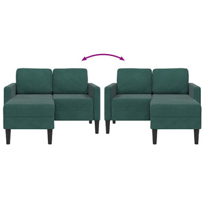 Dunkelgrünes 2-Sitzer Samt Sofa mit Chaiselongue