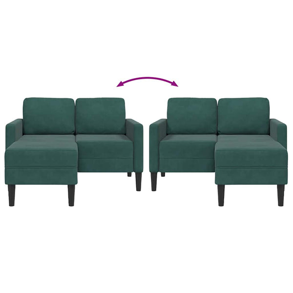 Dunkelgrünes 2-Sitzer Samt Sofa mit Chaiselongue
