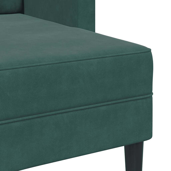 Dunkelgrünes 2-Sitzer Samt Sofa mit Chaiselongue