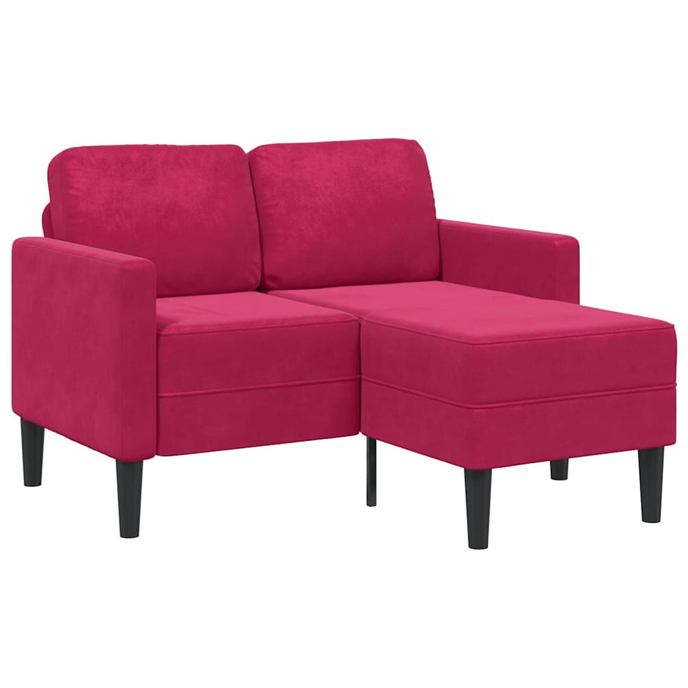 Weinrotes 2-Sitzer L-Sofa mit Chaiselongue
