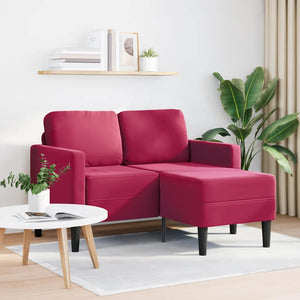 Weinrotes 2-Sitzer L-Sofa mit Chaiselongue