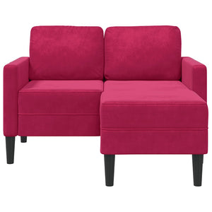 Weinrotes 2-Sitzer L-Sofa mit Chaiselongue
