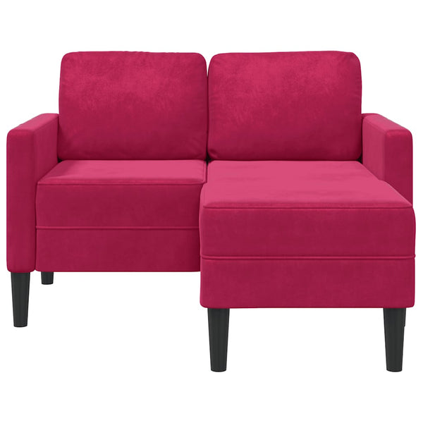 Weinrotes 2-Sitzer L-Sofa mit Chaiselongue