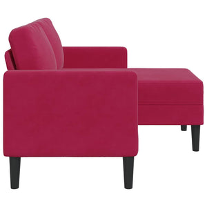 Weinrotes 2-Sitzer L-Sofa mit Chaiselongue
