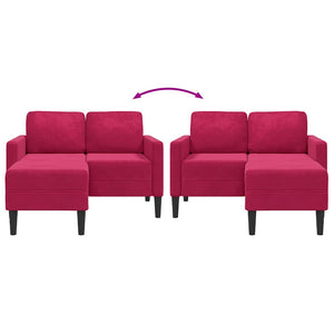 Weinrotes 2-Sitzer L-Sofa mit Chaiselongue