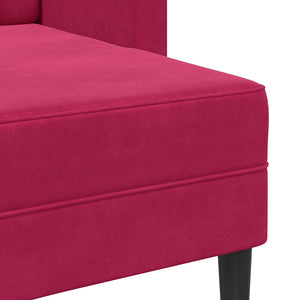 Weinrotes 2-Sitzer L-Sofa mit Chaiselongue