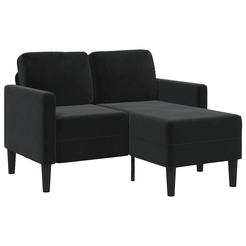 Schwarzes 2-Sitzer Samt Sofa mit Chaiselongue