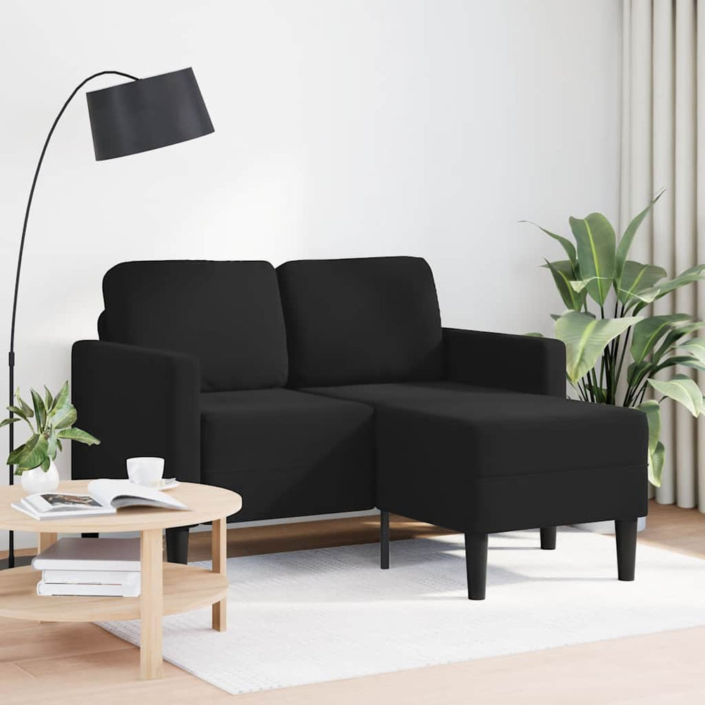 Schwarzes 2-Sitzer Samt Sofa mit Chaiselongue