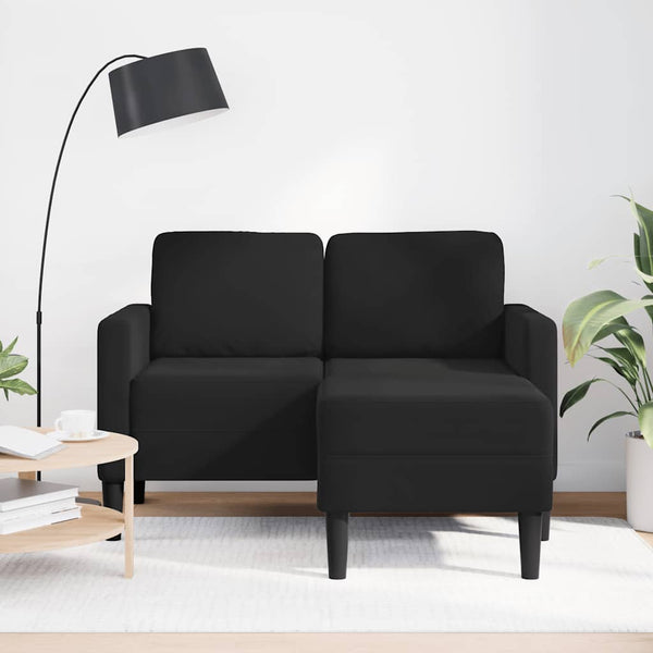 Schwarzes 2-Sitzer Samt Sofa mit Chaiselongue