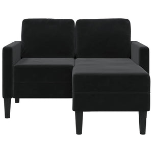 Schwarzes 2-Sitzer Samt Sofa mit Chaiselongue