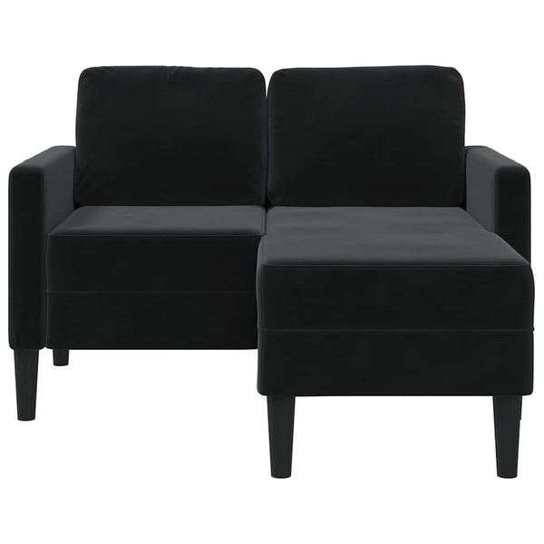 Schwarzes 2-Sitzer Samt Sofa mit Chaiselongue