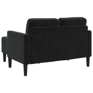 Schwarzes 2-Sitzer Samt Sofa mit Chaiselongue