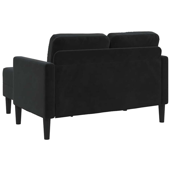 Schwarzes 2-Sitzer Samt Sofa mit Chaiselongue