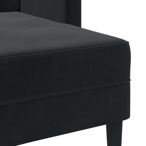 Schwarzes 2-Sitzer Samt Sofa mit Chaiselongue