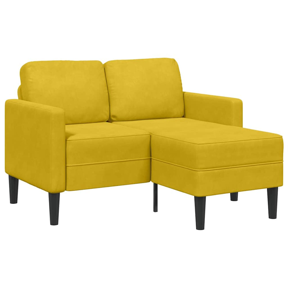 Gelbes 2-Sitzer Samt Sofa mit Chaiselongue