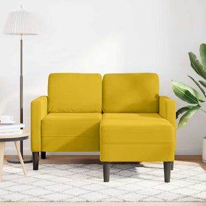 Gelbes 2-Sitzer Samt Sofa mit Chaiselongue
