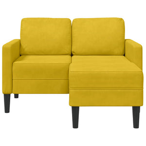 Gelbes 2-Sitzer Samt Sofa mit Chaiselongue
