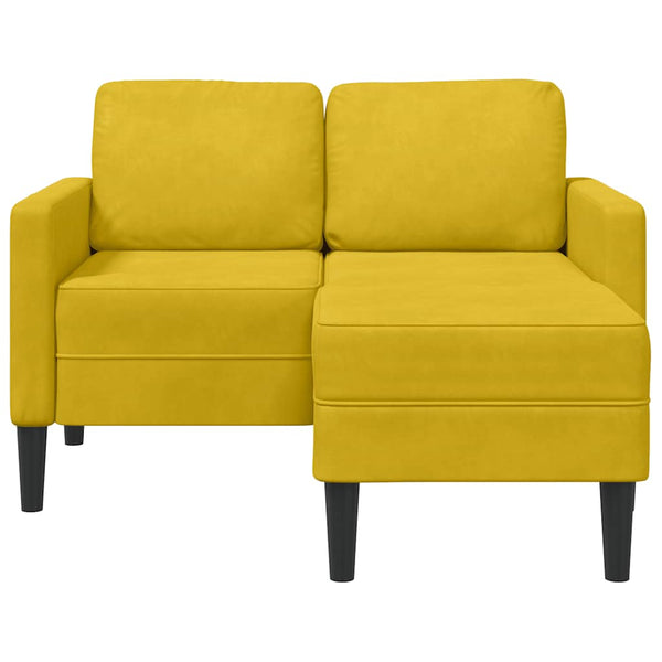 Gelbes 2-Sitzer Samt Sofa mit Chaiselongue