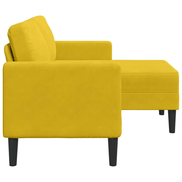 Gelbes 2-Sitzer Samt Sofa mit Chaiselongue