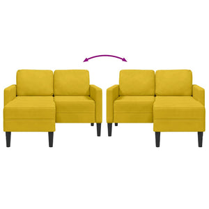 Gelbes 2-Sitzer Samt Sofa mit Chaiselongue
