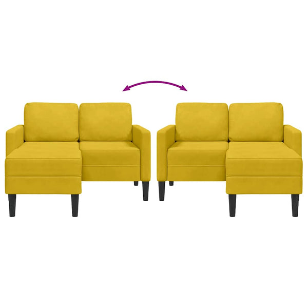 Gelbes 2-Sitzer Samt Sofa mit Chaiselongue
