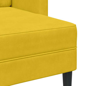Gelbes 2-Sitzer Samt Sofa mit Chaiselongue