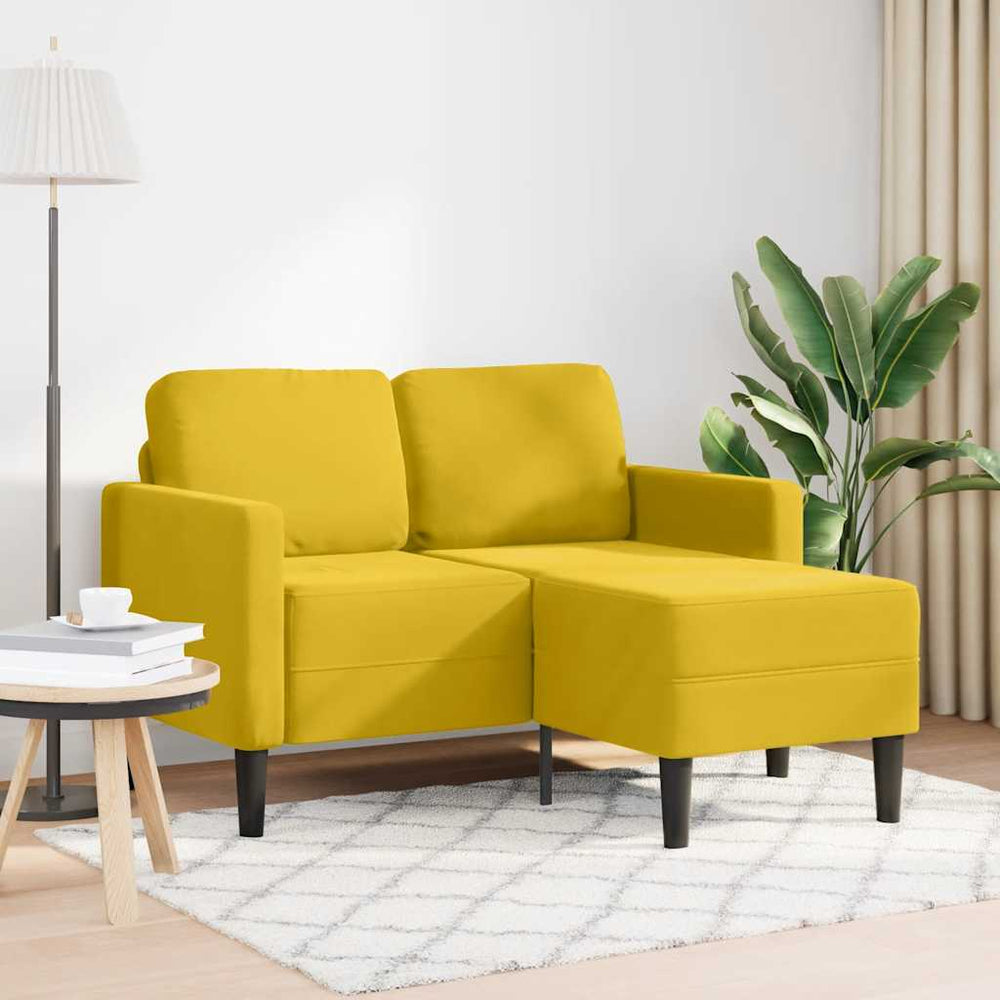 Gelbes 2-Sitzer Samt Sofa mit Chaiselongue