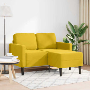 Gelbes 2-Sitzer Samt Sofa mit Chaiselongue