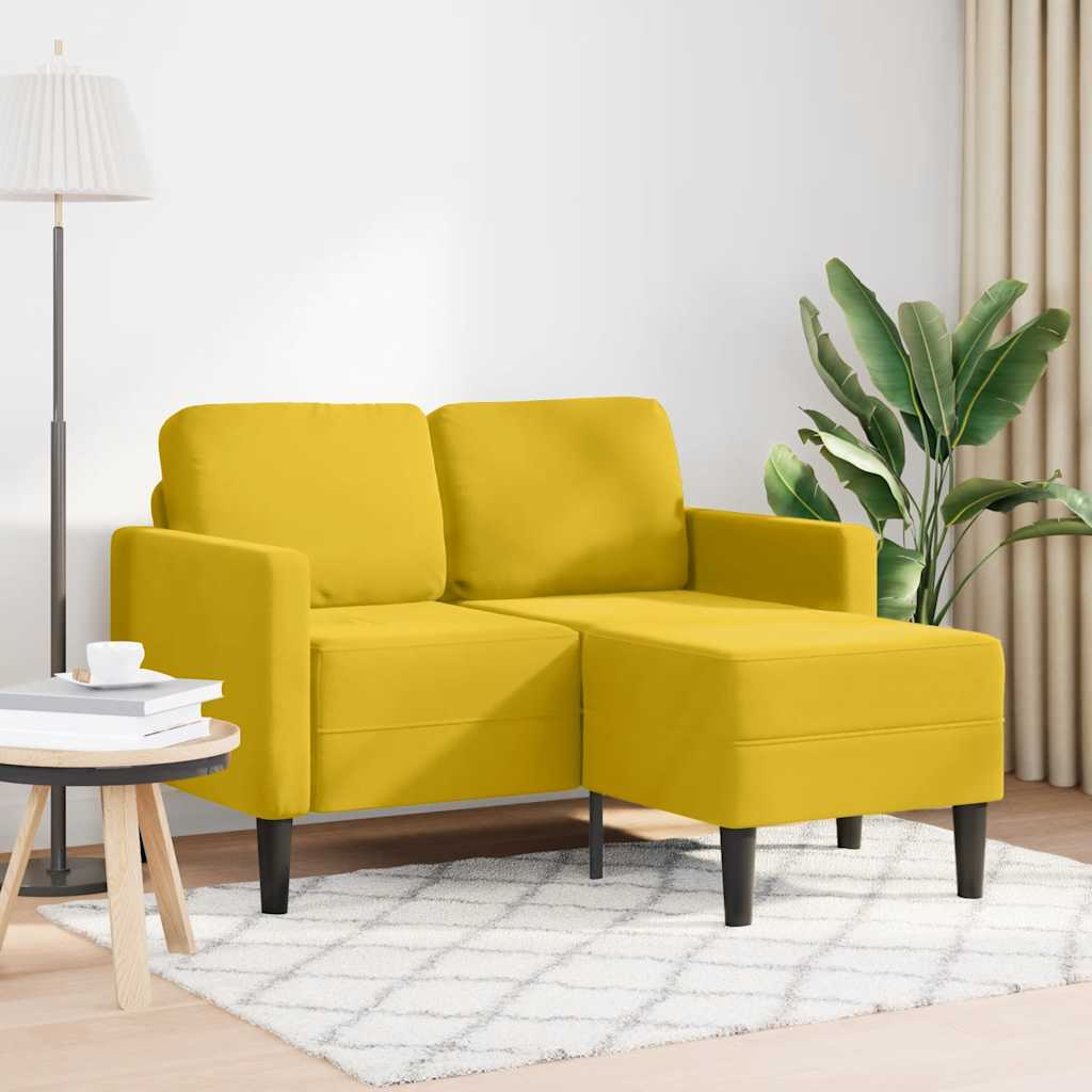 Gelbes 2-Sitzer Samt Sofa mit Chaiselongue