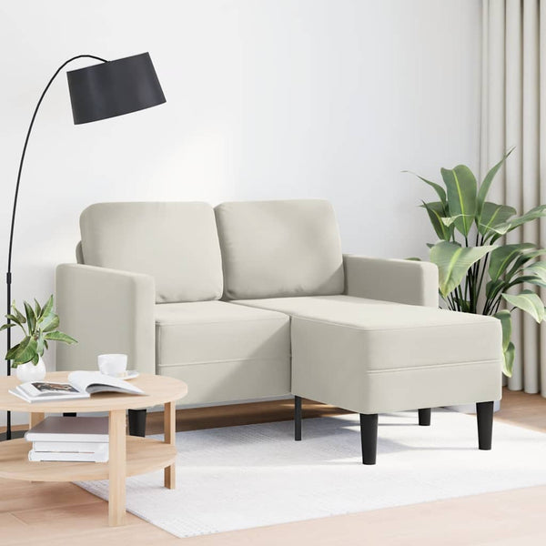 vidaXL Canapé 2 places en forme de L avec méridienne crème 125 cm velours