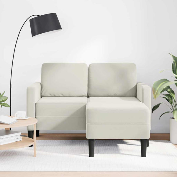 vidaXL Canapé 2 places en forme de L avec méridienne crème 125 cm velours