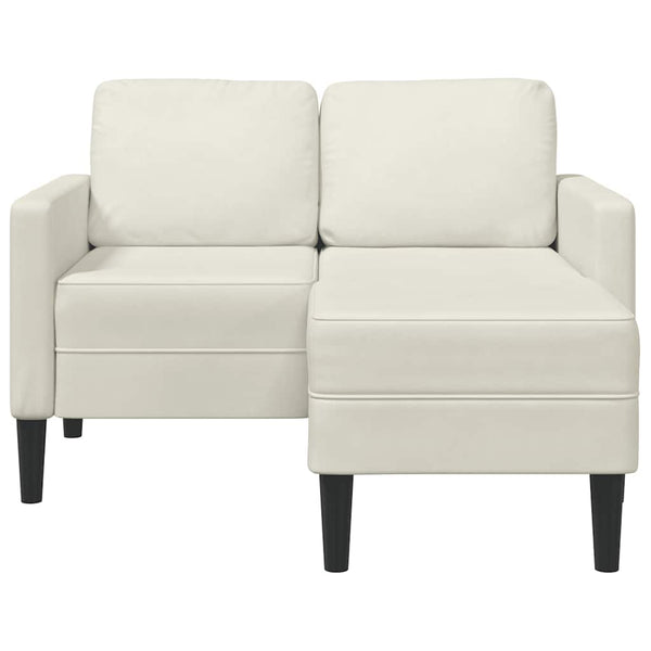 vidaXL Canapé 2 places en forme de L avec méridienne crème 125 cm velours