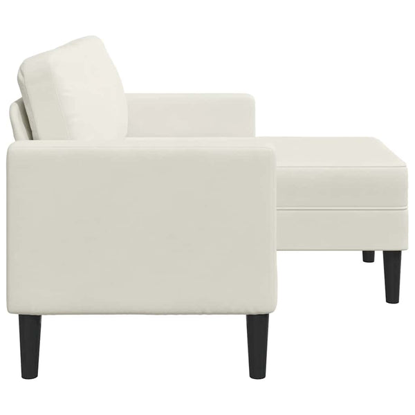 vidaXL Canapé 2 places en forme de L avec méridienne crème 125 cm velours